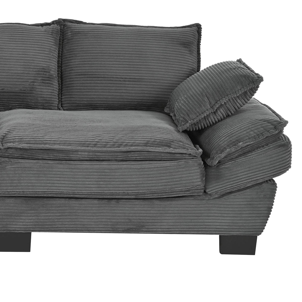 U-Style Modern Curved Sofa, Back Upholstered Couch with 2 Decorative Throw Pillows, Corduroy Fabric Couch for Living Room, Bedroom , Apartment