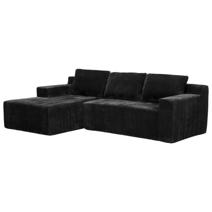 3-Seater Corduroy Modular L-Shaped Sectional Sofa, Foam-Filled