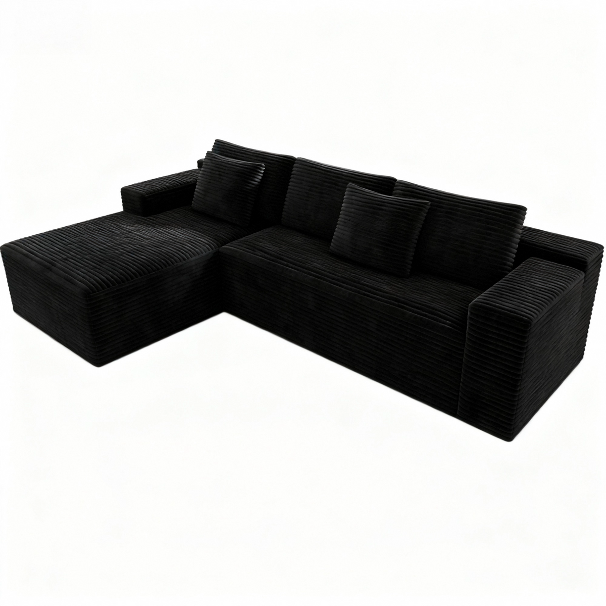 2PC Modular Sectional Sofa, Plush Corduroy Upholstered Couch, No Assembly