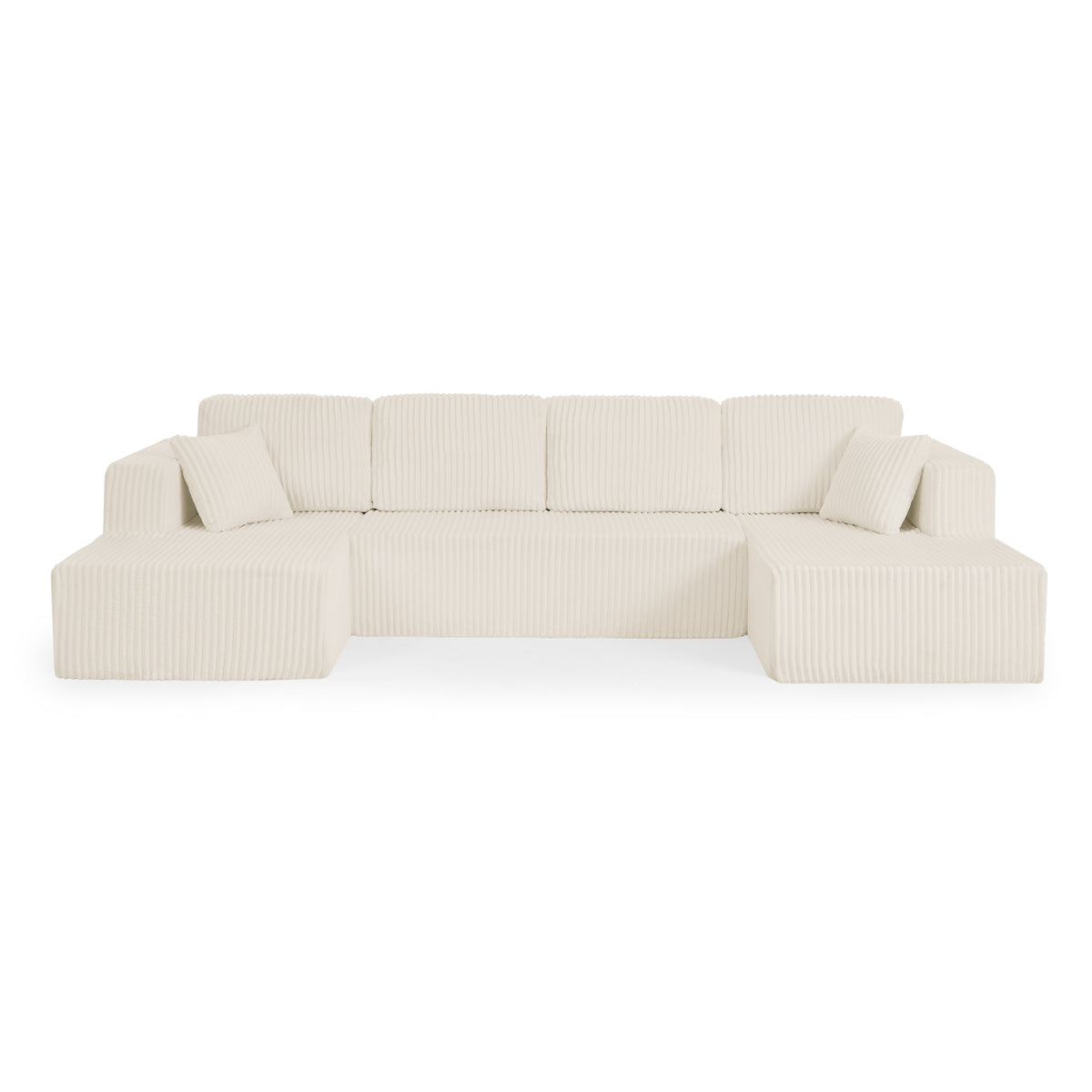 U-Shaped Modular Corduroy Sectional Sofa, Compressed Sleeper Couch