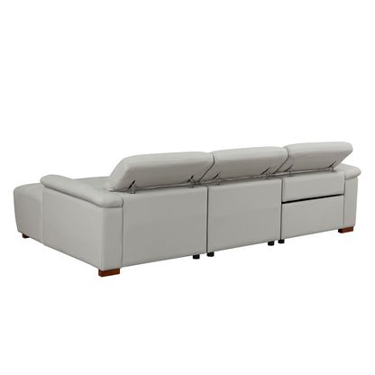 Modern Electric Wall-Hugger Reclining L-Shaped Leather Sofa with USB Port
