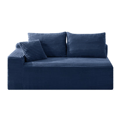 2-Seater Corduroy Compressed Loveseat, Armless Floor Sofa