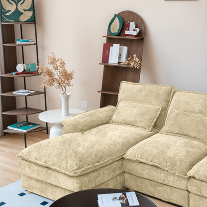 Khaki Chenille Modular Sectional Sofa – U-Shape, 4-Seat, Free-Combination Living Room Couch