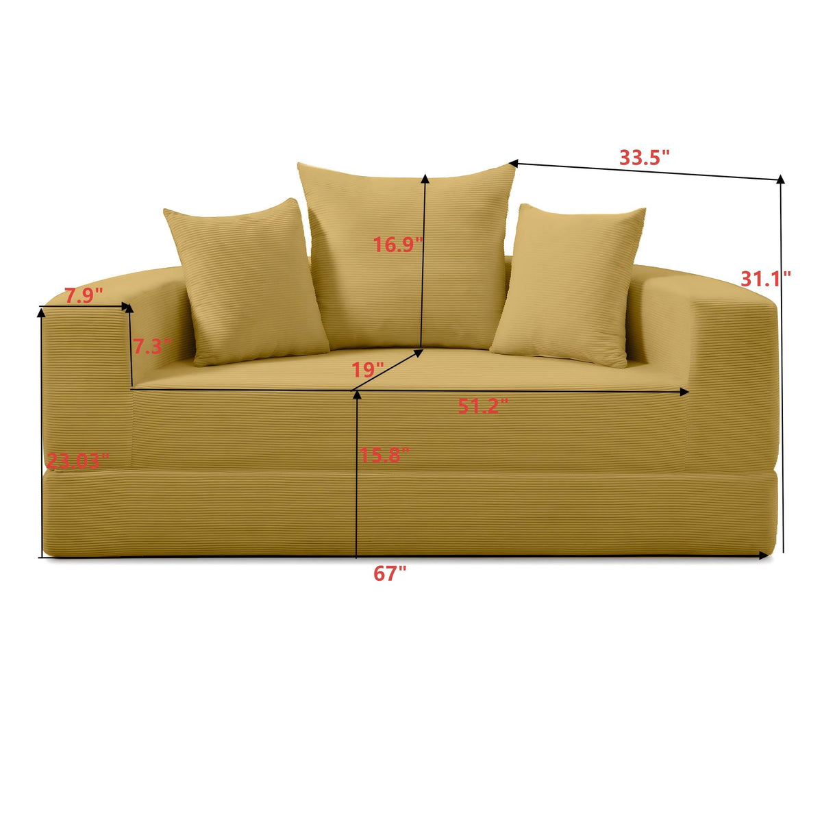 Convertible Corduroy Sofa Bed, Adjustable Futon Floor Lounge Sofa, No Assembly