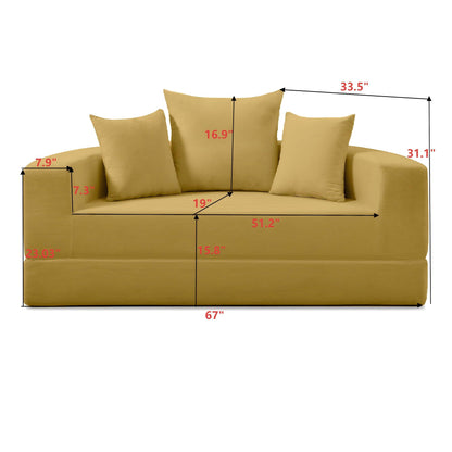 Convertible Corduroy Sofa Bed, Adjustable Futon Floor Lounge Sofa, No Assembly