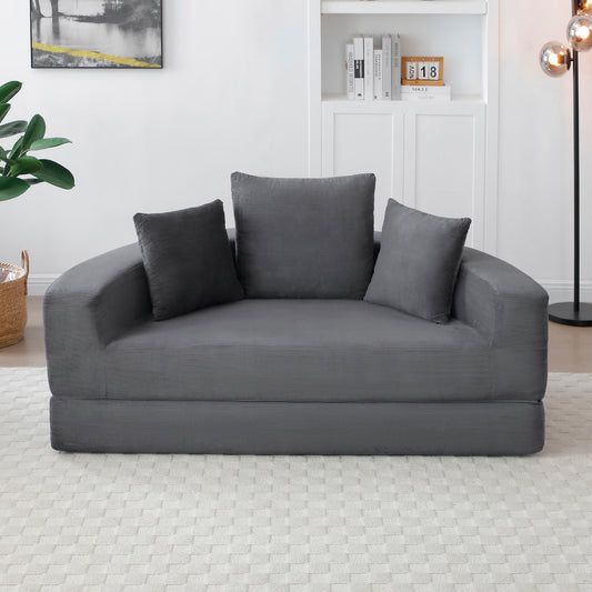 Convertible Corduroy Sofa Bed, Adjustable Futon Floor Lounge Sofa, No Assembly