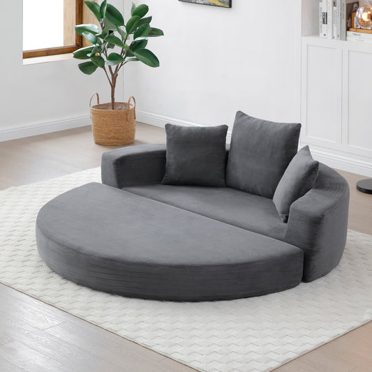 Convertible Corduroy Sofa Bed, Adjustable Futon Floor Lounge Sofa, No Assembly