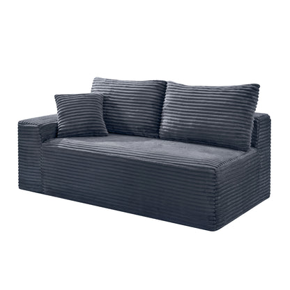 2-Seater Corduroy Compressed Loveseat, Armless Floor Sofa