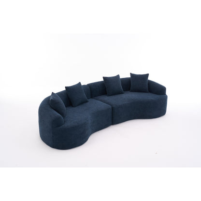 Curved Boneless Chenille Modular Sectional Sofa, Compression Sleeper Couch