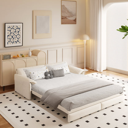 3-in-1 Convertible Queen Sofa Bed with Side Storage, Velvet Loveseat
