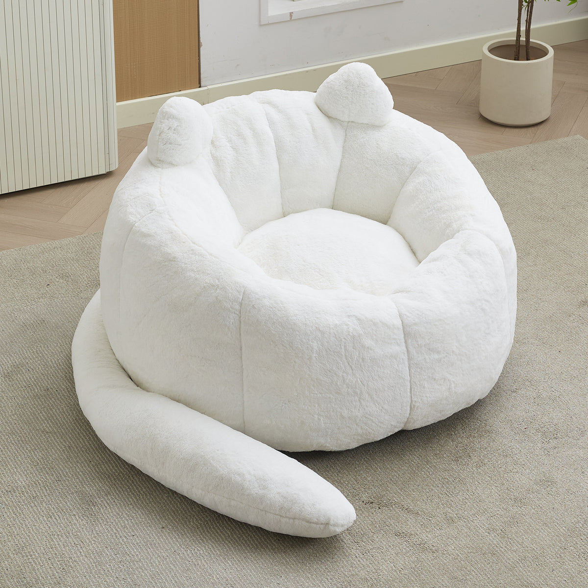 Cat-Shaped Adult Bean Bag Sofa, No Assembly, for Living Room & Bedroom