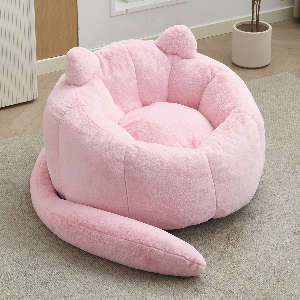 Cat-Shaped Adult Bean Bag Sofa, No Assembly, for Living Room & Bedroom