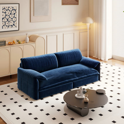 Queen Pull-Out Velvet Sleeper Sofa, 3-in-1 Convertible Bed with Side Storage