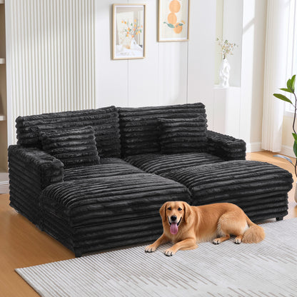 82" Oversized Double Chaise Lounge Sofa Bed with USB Ports & Cup Holders