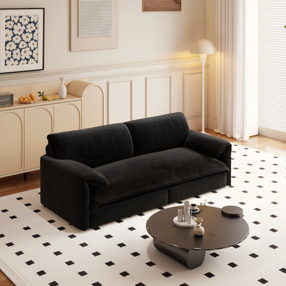 3-in-1 Convertible Queen Sofa Bed with Side Storage, Velvet Loveseat