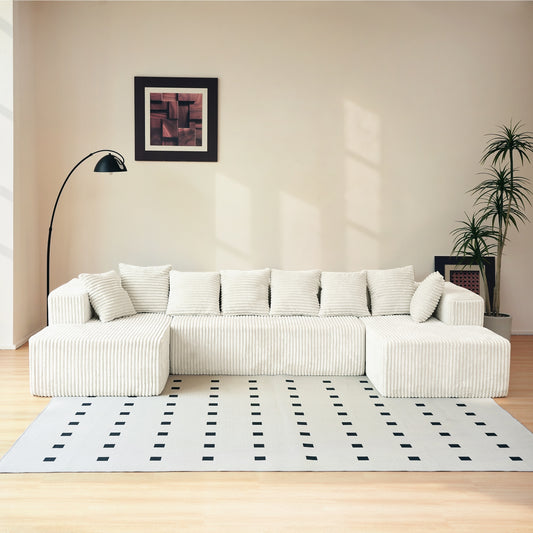 6-Seat Upholstered Modular Sectional Sofa with Square Arms & Pillow Back - Medium-Soft Comfort for Living Room