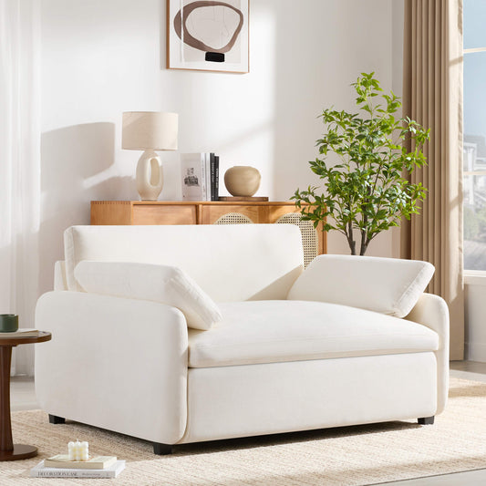 50×43" Oversized Chenille Single Sofa Chair, Wide Deep Seat Armchair with Pillows