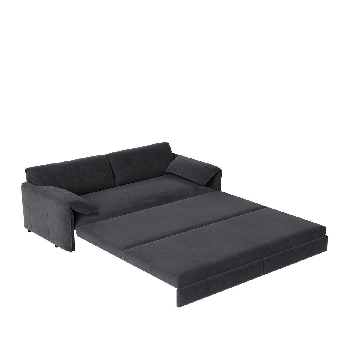 3-in-1 Convertible Queen Sofa Bed with Side Storage, Velvet Loveseat