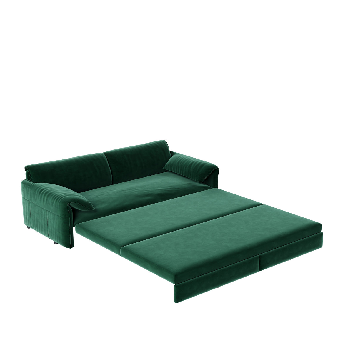 Queen Pull-Out Velvet Sleeper Sofa, 3-in-1 Convertible Bed with Side Storage