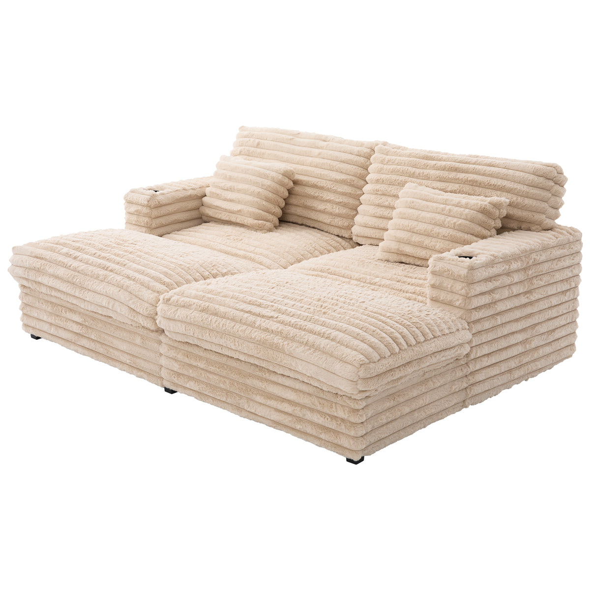 82" Oversized Double Chaise Lounge Sofa Bed with USB Ports & Cup Holders