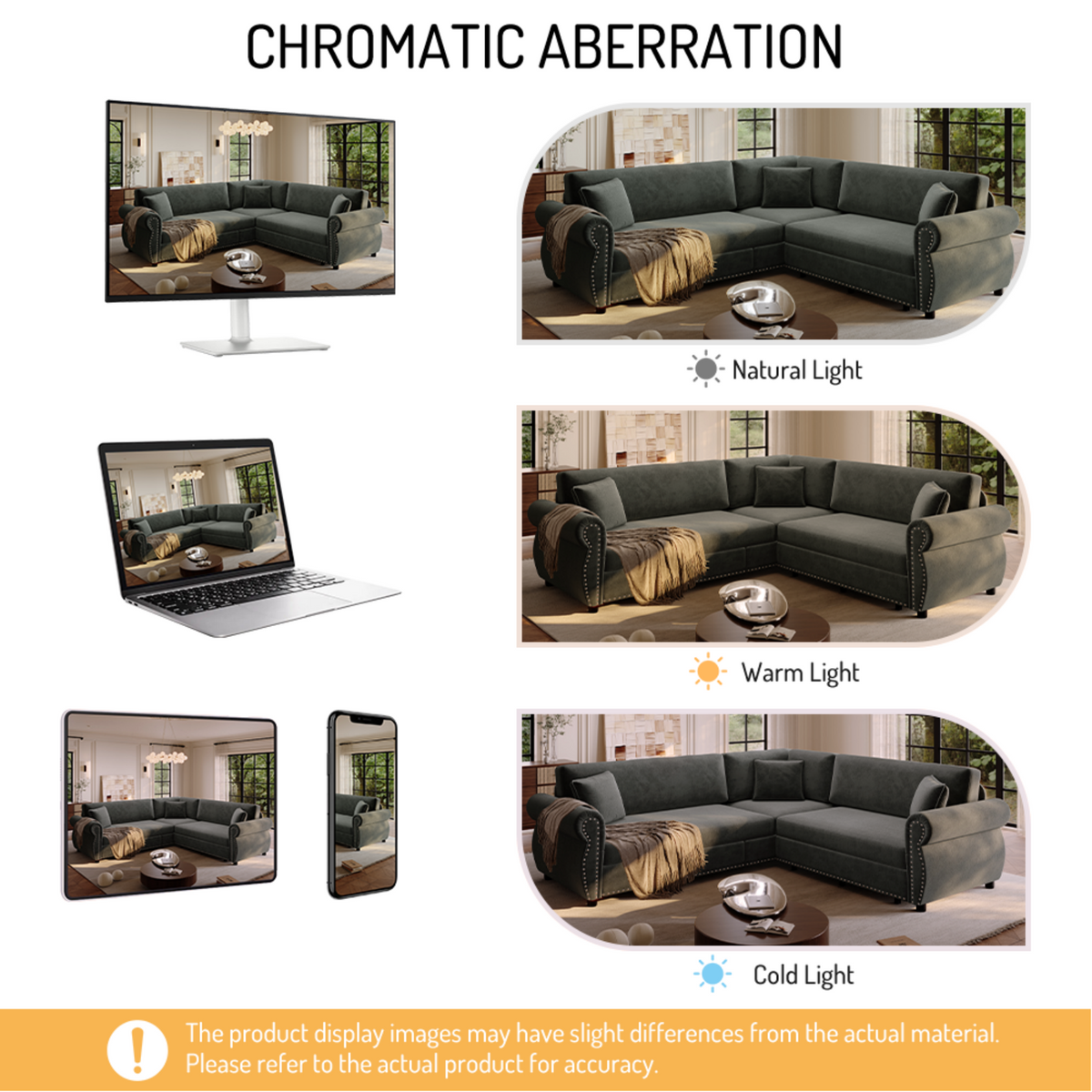 88.2" L-Shaped Chenille Sectional Sofa with Pull-Out Bed & Rolled Arm