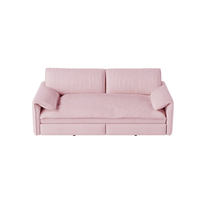 Queen Pull-Out Velvet Sleeper Sofa, 3-in-1 Convertible Bed with Side Storage
