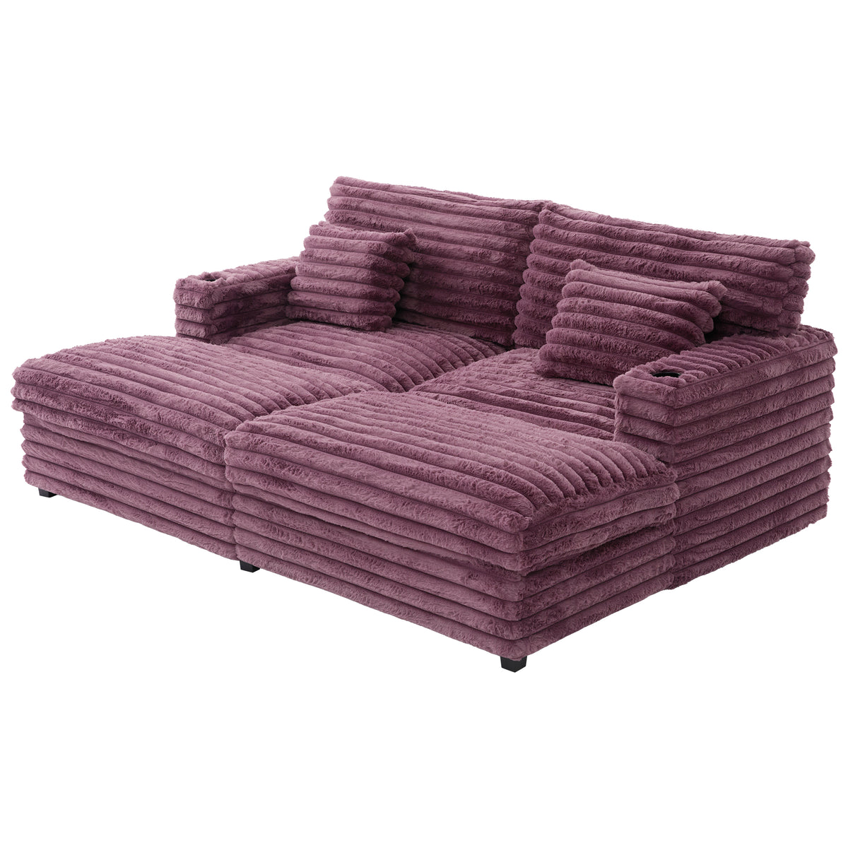 82" Oversized Double Chaise Lounge Sofa Bed with USB Ports & Cup Holders