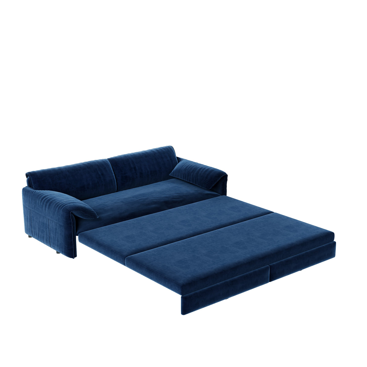 Queen Pull-Out Velvet Sleeper Sofa, 3-in-1 Convertible Bed with Side Storage