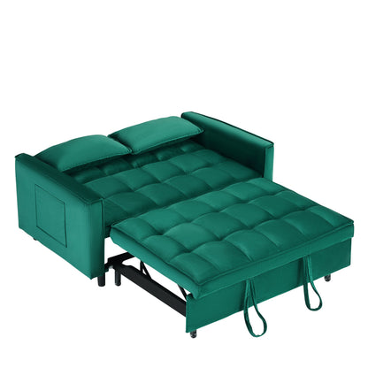 Modern Velvet 3-in-1 Convertible Sofa Bed with Pillow & Pockets