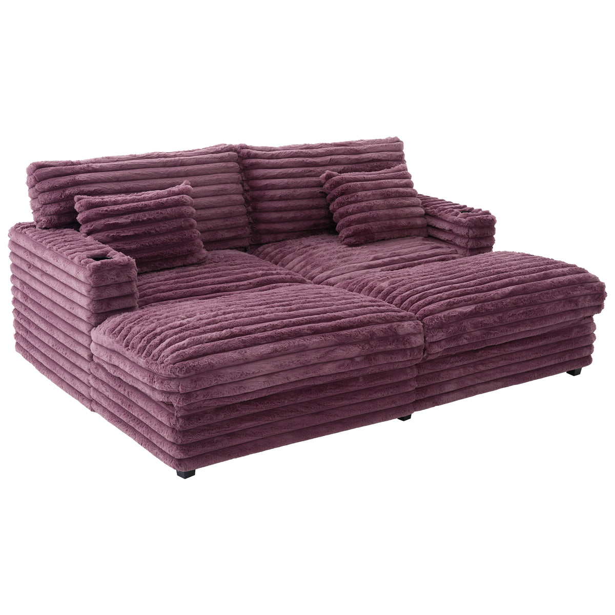 82" Oversized Double Chaise Lounge Sofa Bed with USB Ports & Cup Holders