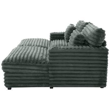82" Oversized Double Chaise Lounge Sofa Bed with USB Ports & Cup Holders