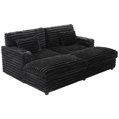 82" Oversized Double Chaise Lounge Sofa Bed with USB Ports & Cup Holders