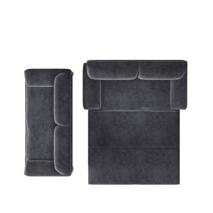 3-in-1 Convertible Queen Sofa Bed with Side Storage, Velvet Loveseat