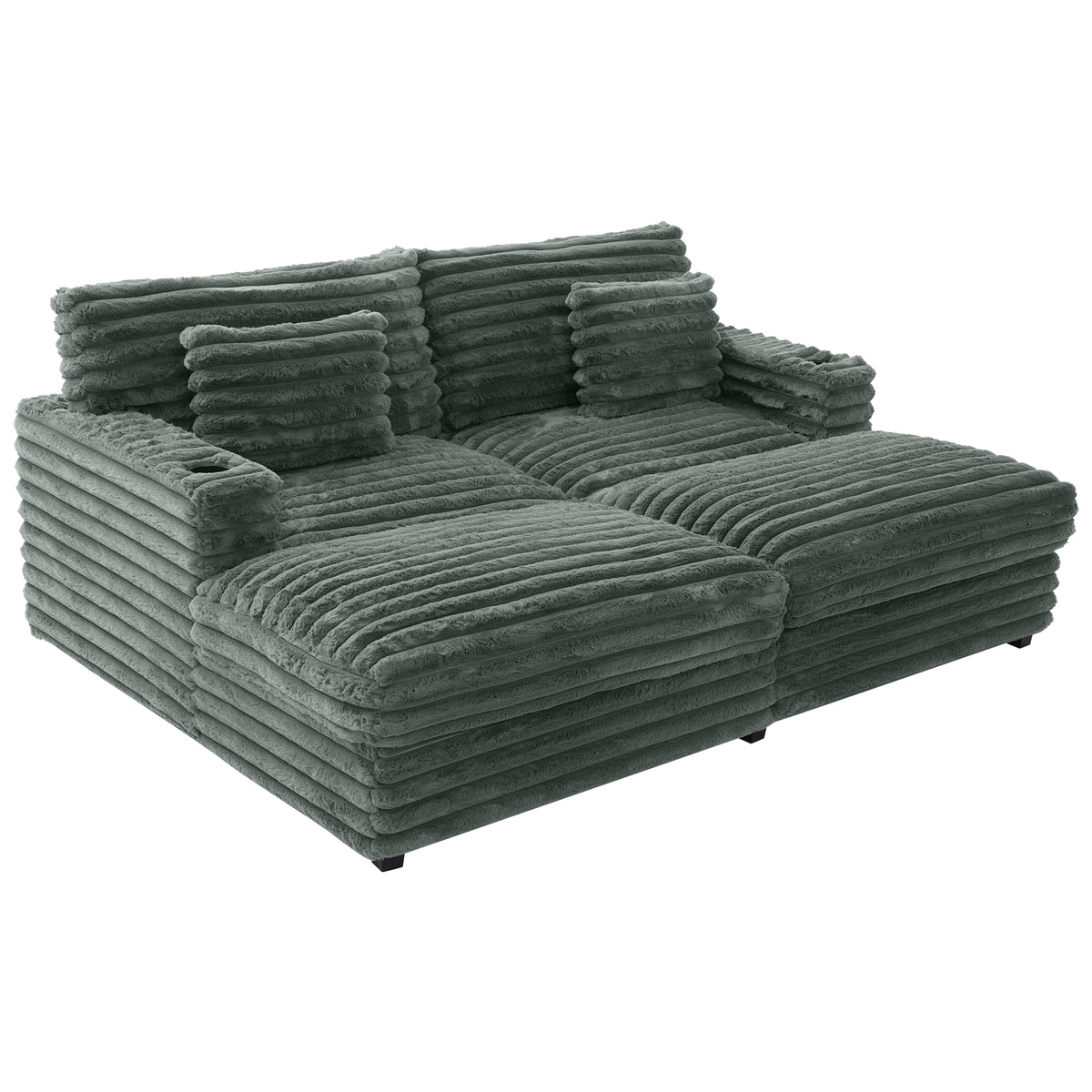 82" Oversized Double Chaise Lounge Sofa Bed with USB Ports & Cup Holders