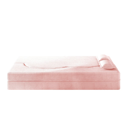 15" Twin-Size Folding Mattress, Corduroy Sleeper Sofa Bed with 2 Pillows