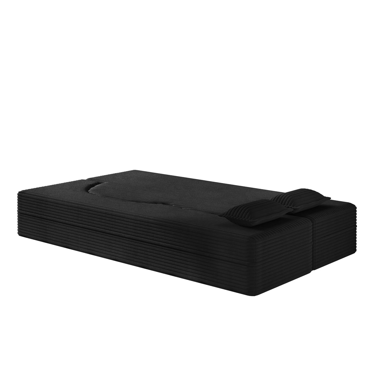 Convertible Corduroy Twin-Size Sofa Bed, Foam-Filled with 2 Pillows, No Assembly