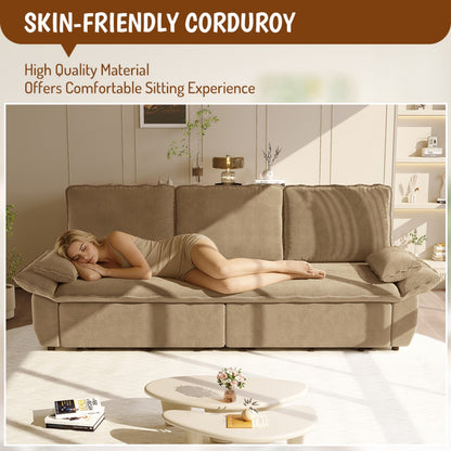 94.5" 3-in-1 Corduroy Queen Pull-Out Sofa Bed