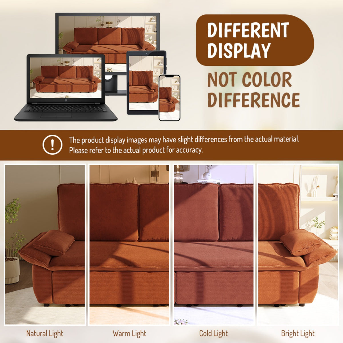 94.5" 3-in-1 Corduroy Queen Pull-Out Sofa Bed