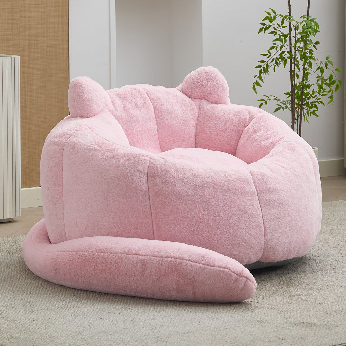 Cat-Shaped Adult Bean Bag Sofa, No Assembly, for Living Room & Bedroom