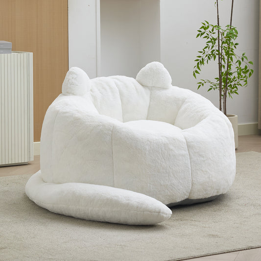 Cat-Shaped Adult Bean Bag Sofa, No Assembly, for Living Room & Bedroom
