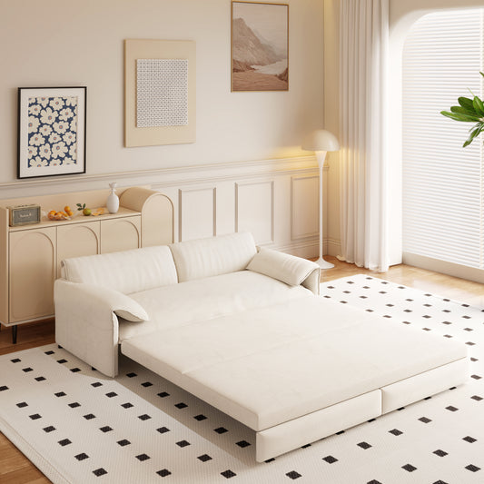 3-in-1 Convertible Queen Sofa Bed with Side Storage, Velvet Loveseat
