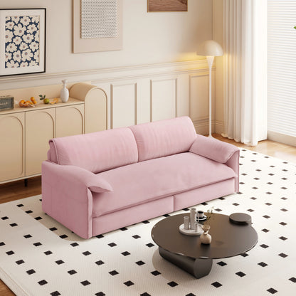 Queen Pull-Out Velvet Sleeper Sofa, 3-in-1 Convertible Bed with Side Storage