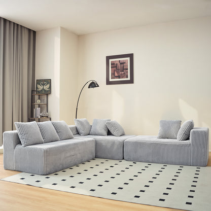 6-Seat Upholstered Modular Sectional Sofa with Square Arms & Pillow Back - Medium-Soft Comfort for Living Room