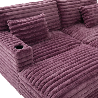 82" Oversized Double Chaise Lounge Sofa Bed with USB Ports & Cup Holders