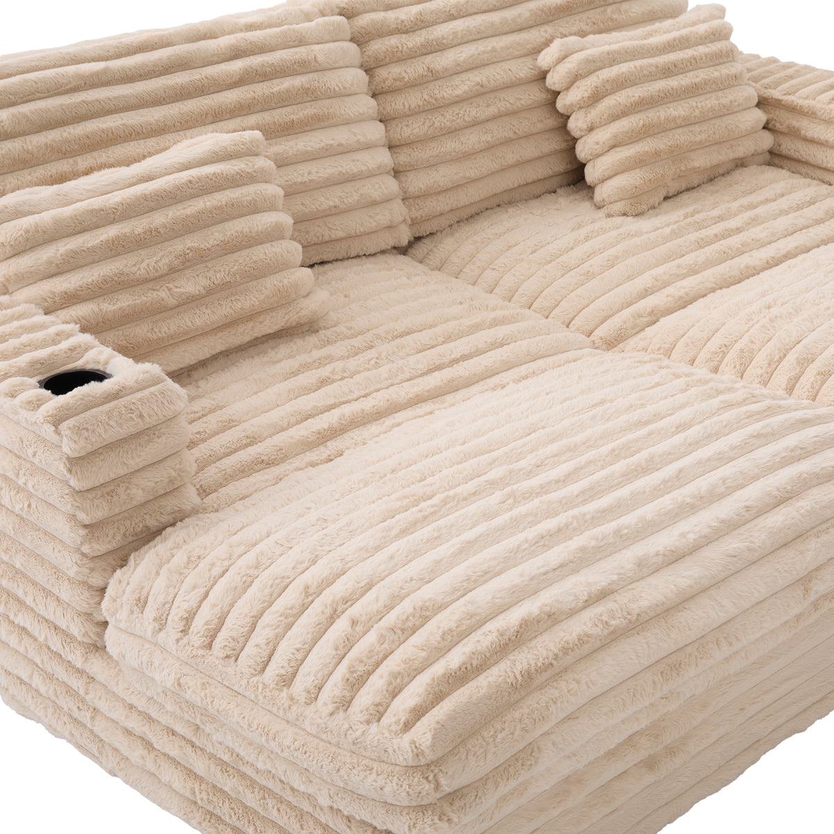 82" Oversized Double Chaise Lounge Sofa Bed with USB Ports & Cup Holders