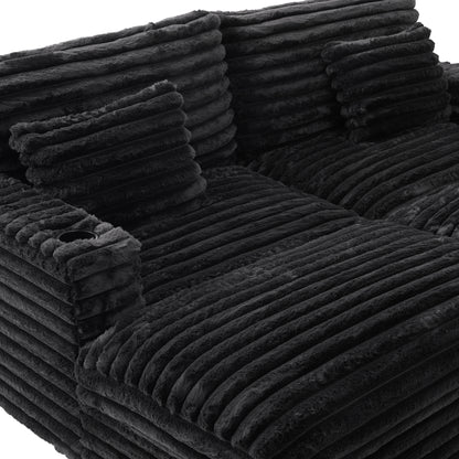 82" Oversized Double Chaise Lounge Sofa Bed with USB Ports & Cup Holders