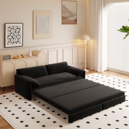 3-in-1 Convertible Queen Sofa Bed with Side Storage, Velvet Loveseat
