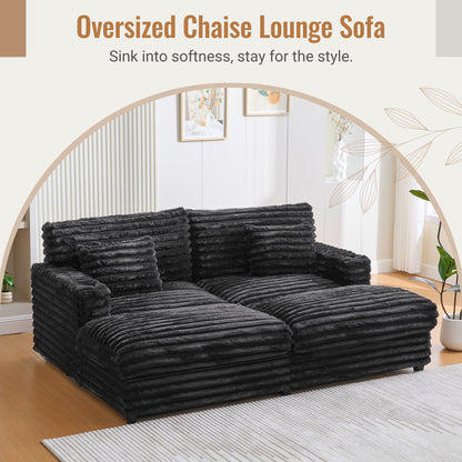 82" Oversized Double Chaise Lounge Sofa Bed with USB Ports & Cup Holders