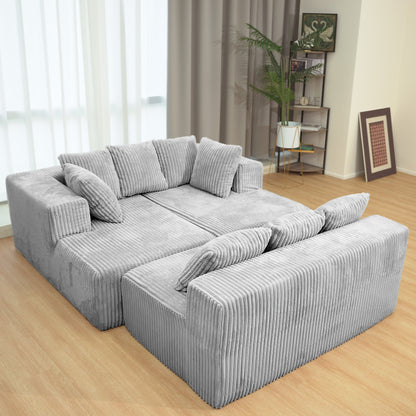 6-Seat Upholstered Modular Sectional Sofa with Square Arms & Pillow Back - Medium-Soft Comfort for Living Room