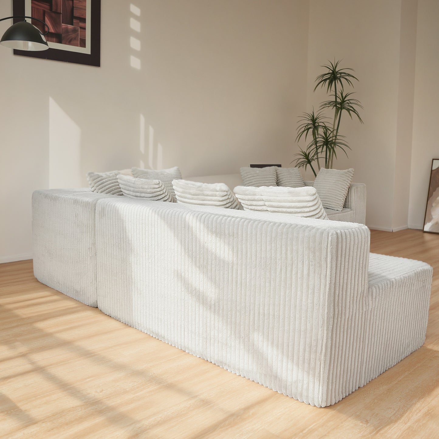 6-Seat Upholstered Modular Sectional Sofa with Square Arms & Pillow Back - Medium-Soft Comfort for Living Room
